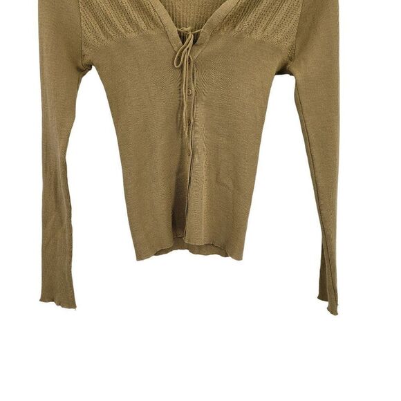 90's United Colors Of Benetton Cardigan Sweater Mini Wool Button Tie Camel XXS - Picture 5 of 10
